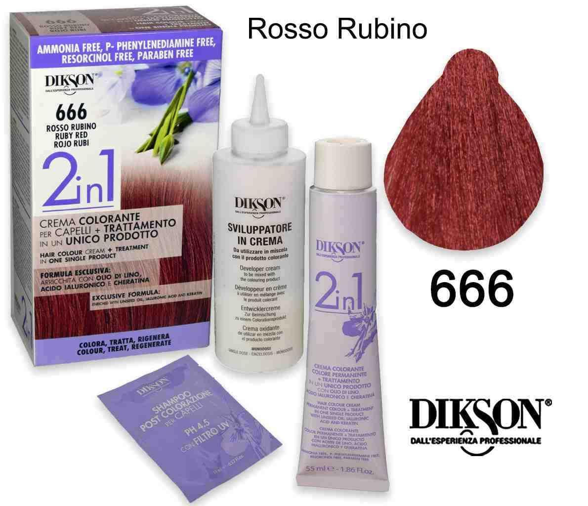 Dikson 2 in 1 crema color 666 rosso rubino