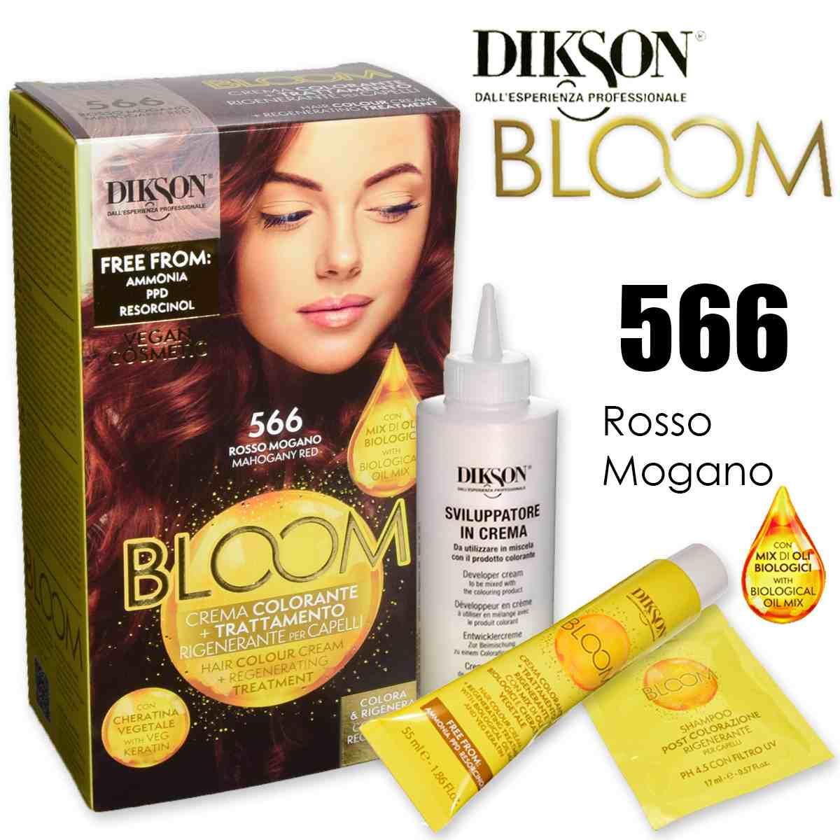 Dikson bloom crema colorante con cheratina 566 rosso mogano
