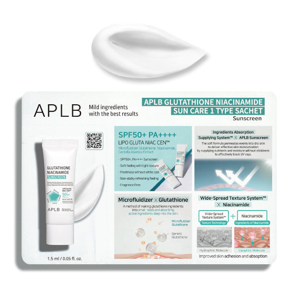 Wholesale APLB - Glutathione Niacinamide Sunscreen SPF50+ PA++++ Sachet Pack - 1.5ml | Carsha