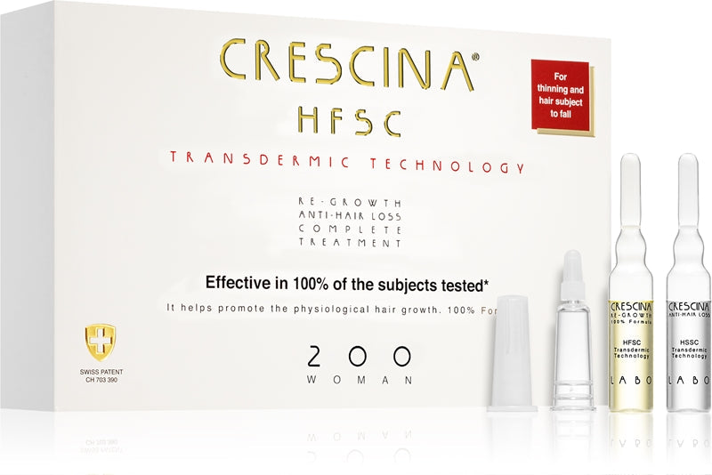 Crescina Crescita dei capelli e cura anti-caduta dei capelli per le donne Grado transdermico 200 (fase iniziale) 20 x 3,5 ml