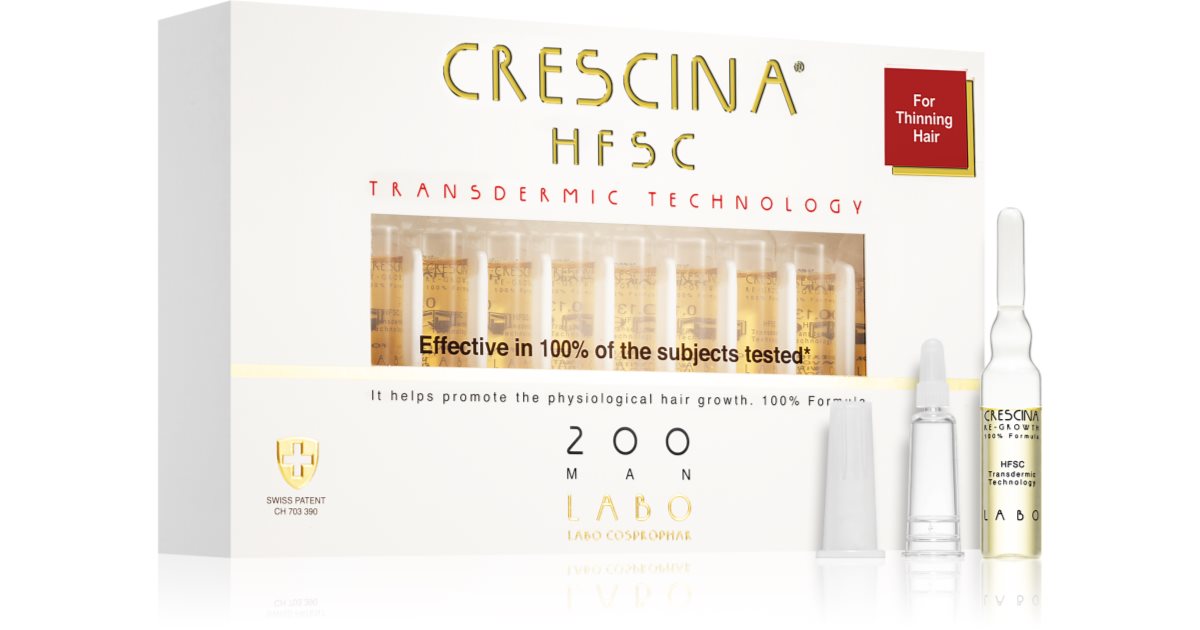 Crescina Supporto per la crescita dei capelli per gli uomini grado transdermico 200 (fase iniziale) 20 x 3,5 ml