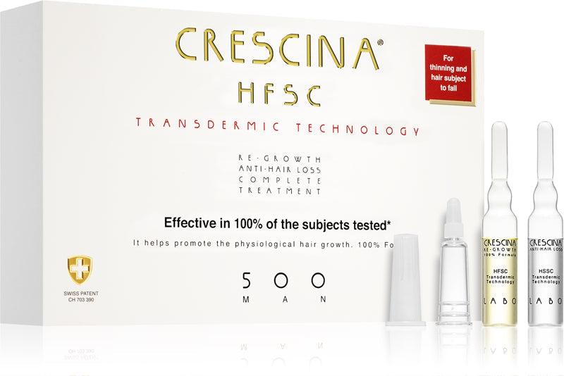 Crescina Crescita dei capelli e cura anti-caduta dei capelli per gli uomini Grado transdermico 500 (fase media) 20 x 3,5 ml