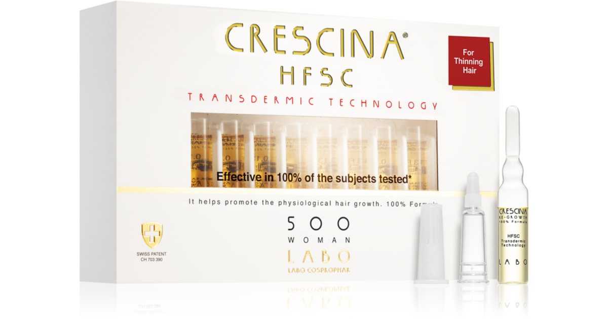 Crescina Cura della crescita dei capelli per le donne Grado transdermico 500 (fase intermedia) 20 x 3,5 ml