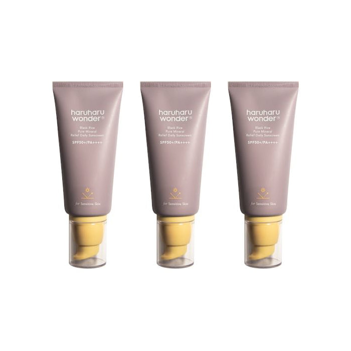 Wholesale Deal haruharu wonder - Black Rice Pure Mineral Relief Daily Sunscreen SPF50+ PA++++ - 50ml 3ea Set | Carsha