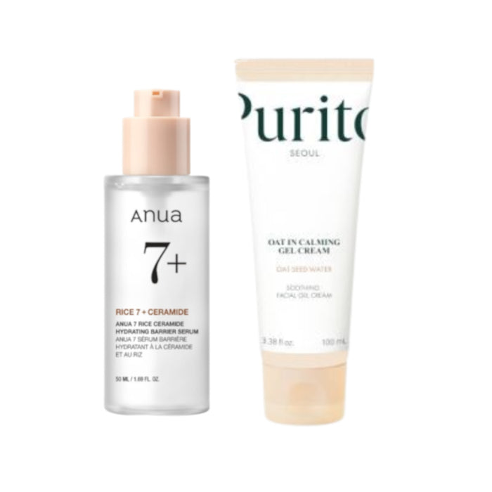Wholesale DEAL Purito SEOUL - Oat-In Calming Gel Cream - 100ml + ANUA - 7 Rice Ceramide Hydrating Barrier Serum - 50ml Set | Carsha
