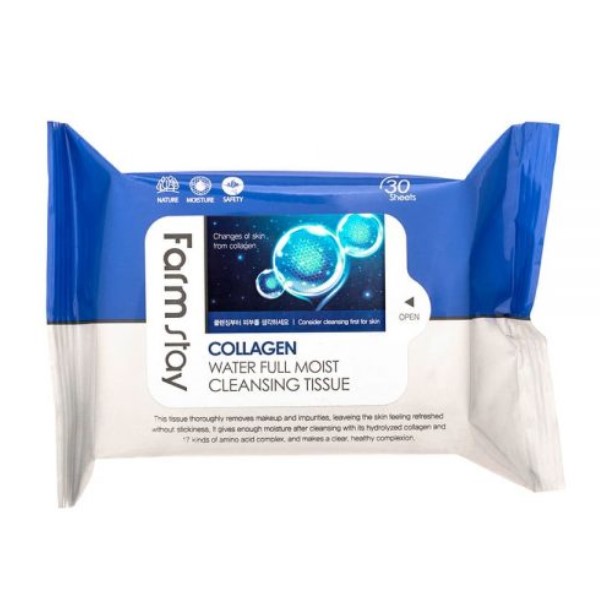 Wholesale Farm Stay - Collagen Water Full Moist Cleansing Tissue - 30pcs | Carsha
