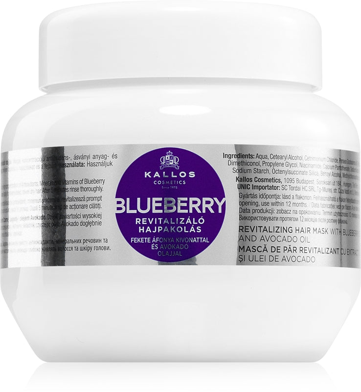 Kallos Maschera rivitalizzante con estratti di mirtilli (Maschera per capelli ai mirtilli) - Volume: 275 ml
