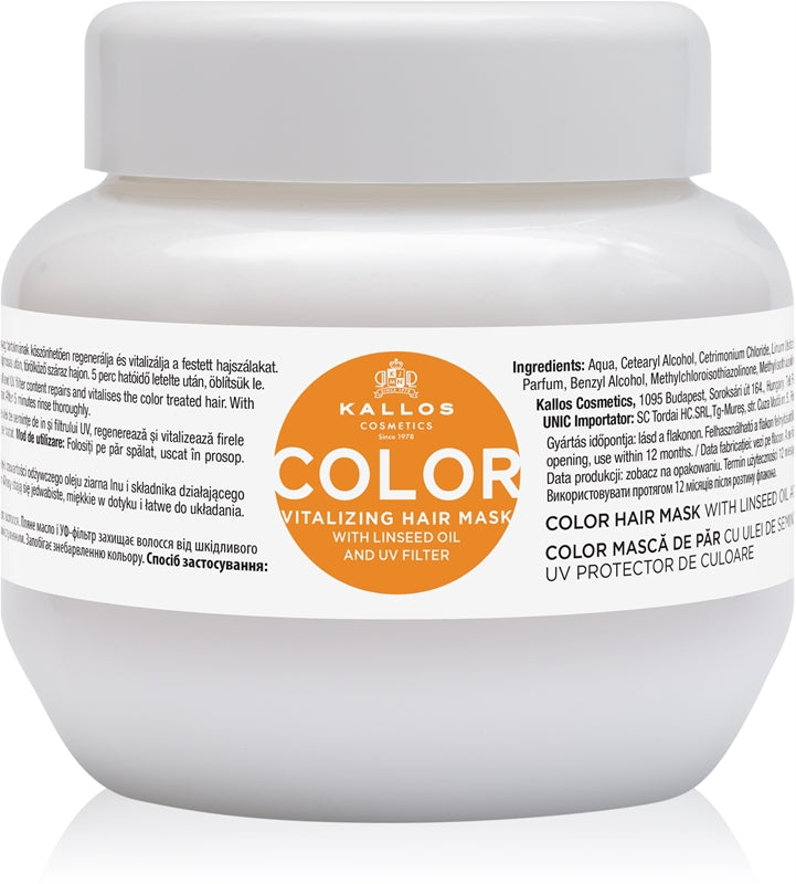 Kallos Maschera per capelli colorati con olio di lino e filtro UV (Color Hair Mask) - Volume: 275 ml