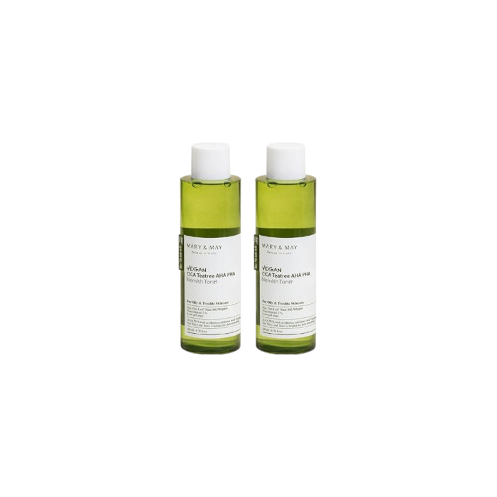 Mary&May Vegan CICA Teatree AHA PHA Blemish Toner - 200ml (2ea) Set