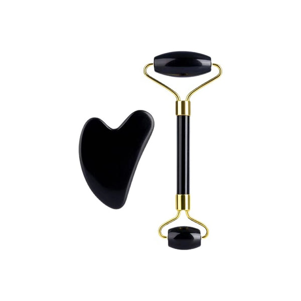 Wholesale MissLady - Face Roller with Scraping Board Gua Sha Massage Set - 2pc/set - Black | Carsha