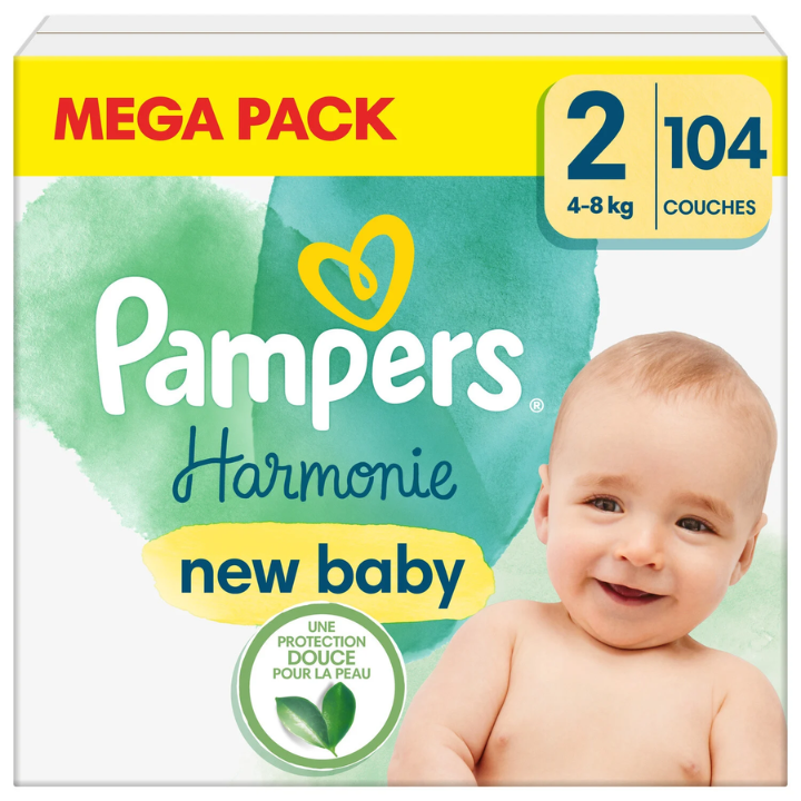 Pampers Harmonie Mega Pack Taille 2 (4-8kg) 104 divani