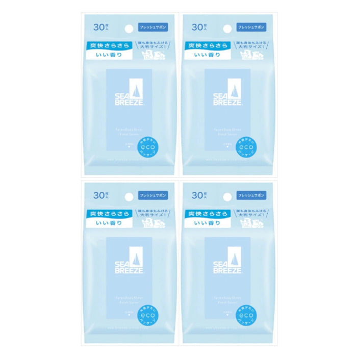 Shiseido - Sea Breeze Face & Body Ice Sheet - 30 sheets - Fresh Savon (4ea) Set