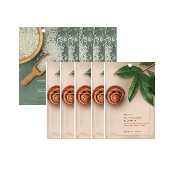 face republic - Sleeping Beauty Face Mask - 23ml - Whitening Rice Formula (5ea) + Sleeping Beauty Face Mask - 23ml -...