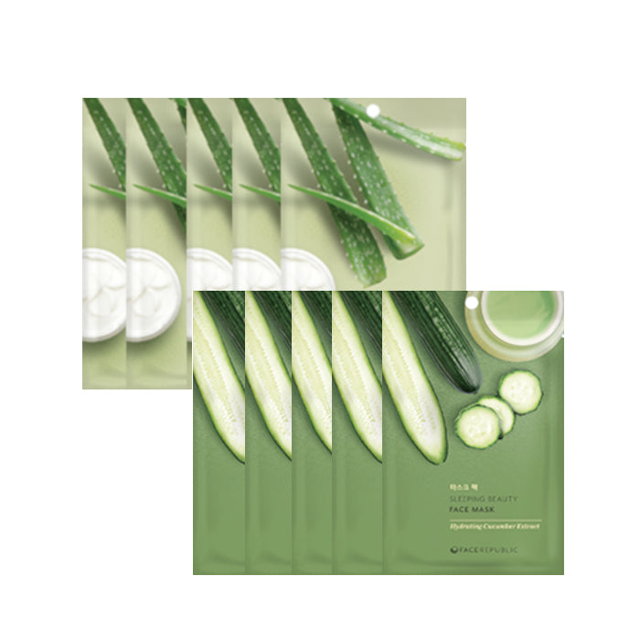 face republic - Sleeping Beauty Face Mask - 23ml - Soothing Aloe Extract (5ea) + Sleeping Beauty Face Mask - 23ml - Hydrating...