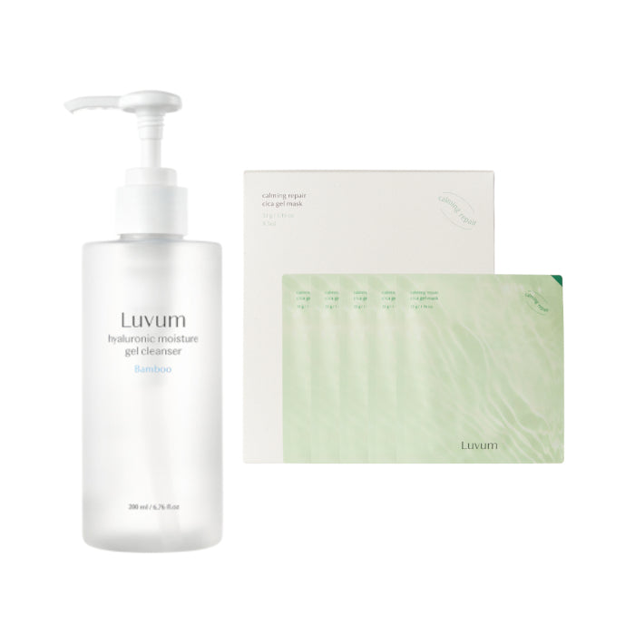Wholesale LUVUM - Bamboo Hyaluronic Moisture Gel Cleanser - 200ml + Calming Pair Cica Gel Mask - 5 pcs Set | Carsha