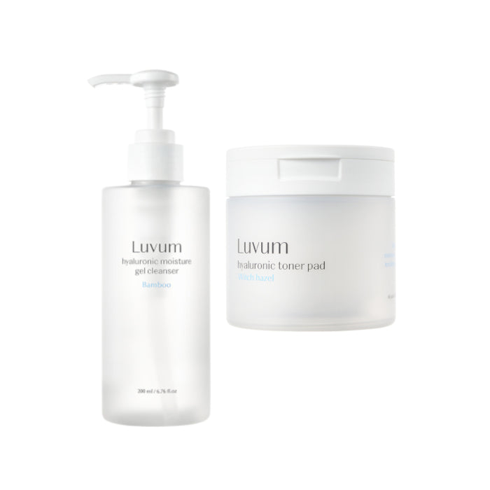 Wholesale LUVUM - Bamboo Hyaluronic Moisture Gel Cleanser - 200ml + Witch Hazel Hyaluronic Toner Pad - 130ml/ 60ea Set | Carsha