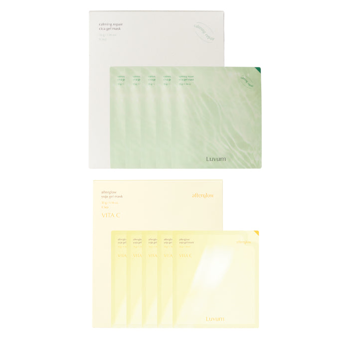Wholesale LUVUM - Calming Pair Cica Gel Mask - 5 pcs + Afterglow Yuja Gel Mask - 5 pcs Set | Carsha