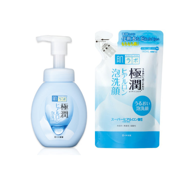 Rohto Mentholatum - Hada Labo Gokujyun Super Hyaluronic Face Foam (Japan Version) & Refill Set