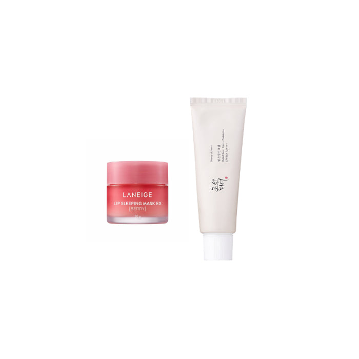 LANEIGE - Lip Sleeping Mask EX - 20g - Berry (1ea) + BEAUTY OF JOSEON - Relief Sun : Rice + Probiotic SPF50+ PA++++ - 50ml...