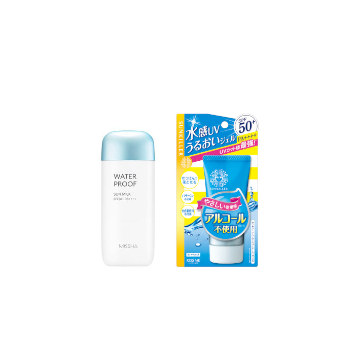 Wholesale Missha All-Around Safe Block Waterproof Sun Milk + ISEHAN Kiss Me Sunkiller Perfect Water Essence Suncreen 1ea Set | Carsha