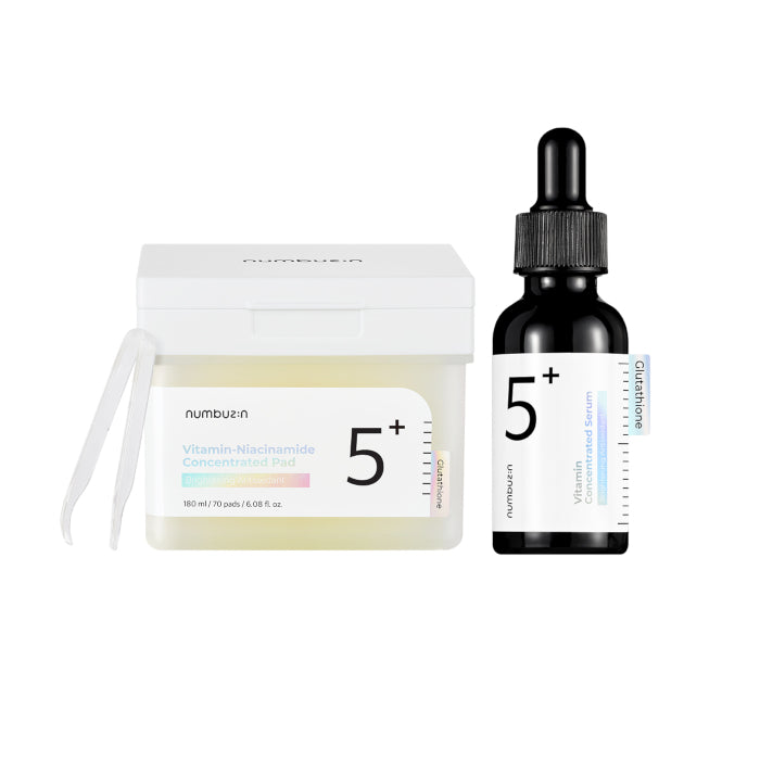 Wholesale numbuzin - No.5+ Glutathione Vitamin Concentrated Serum - 30ml 1ea X Toner Pad - 180ml/70pads 1ea Set | Carsha