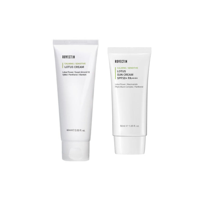 Wholesale ROVECTIN - Calming Lotus Cream - 60ml + Sun Cream SPF50+ PA++++ - 50ml Set | Carsha