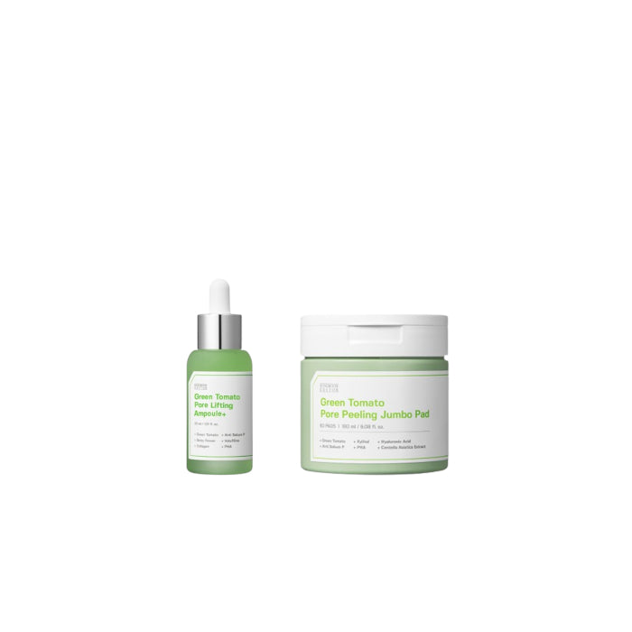 Wholesale SUNGBOON EDITOR - Green Tomato Pore Peeling Jumbo Pad - 180ml 1ea + Green Tomato Pore Lifting Ampoule+ - 30ml 1ea Set | Carsha
