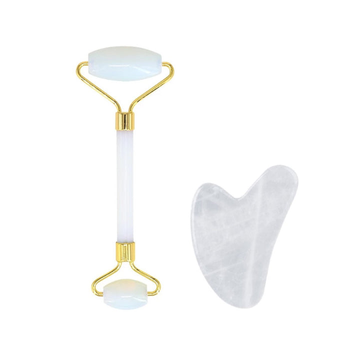 Wholesale MissLady - Face Roller with Scraping Board Gua Sha Massage Heart-shaped Set - White | Carsha