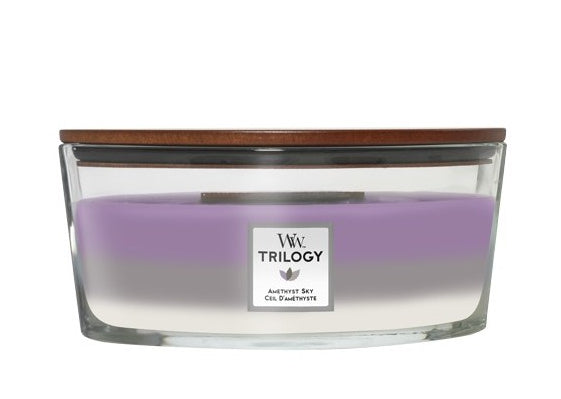 Woodwick Nave candela profumata Trilogy Amethyst Sky 453,6 g