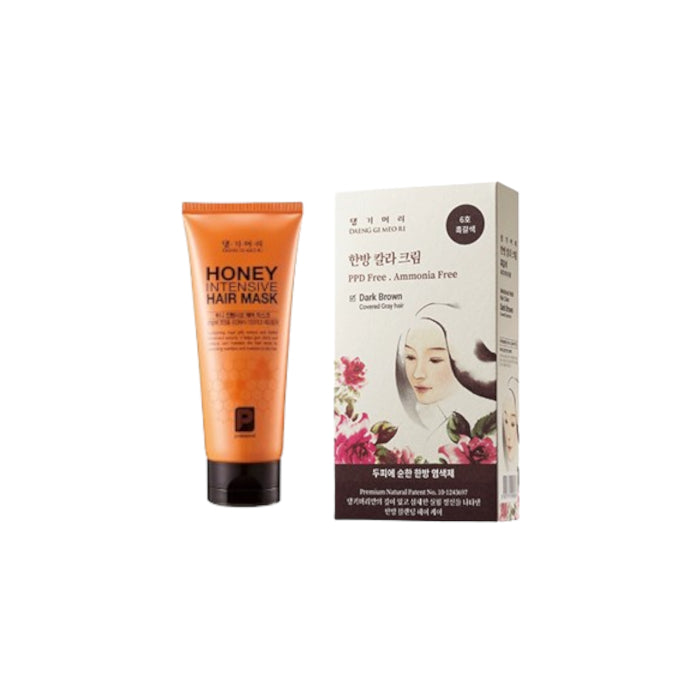 Wholesale Daeng gi Meo Ri - Honey Intensive Hair Mask - 150ml + Medicinal Herb Hair Color - 120g - Dark Brown Set | Carsha