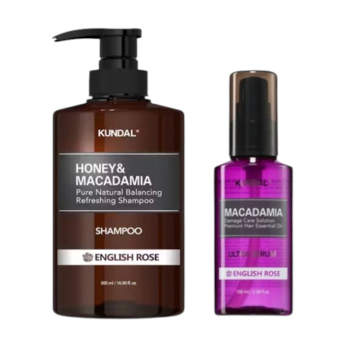 Wholesale KUNDAL - Honey & Macadamia Nature Shampoo - 500ml + Hair Serum - 100ml Set - English Rose | Carsha