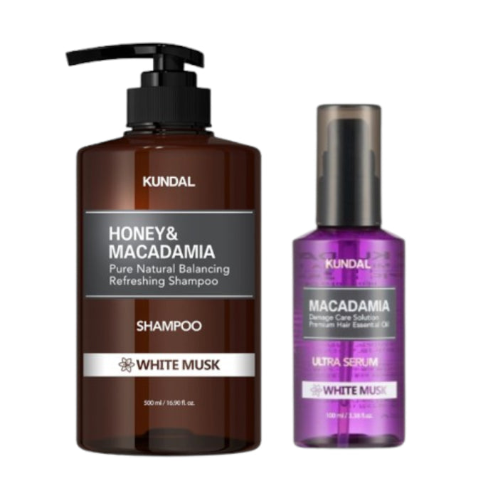 Wholesale KUNDAL - Honey & Macadamia Nature Shampoo - 500ml + Hair Serum - 100ml Set - White Musk | Carsha