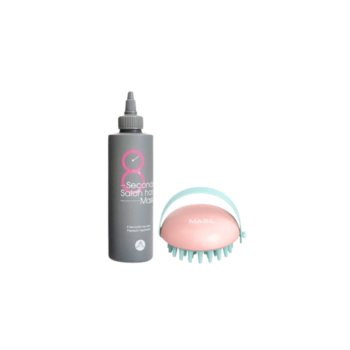 Masil - 8 Seconds Salon Hair Mask - 200ml (1ea) + Head Cleansing Massage Brush - 1pc Set