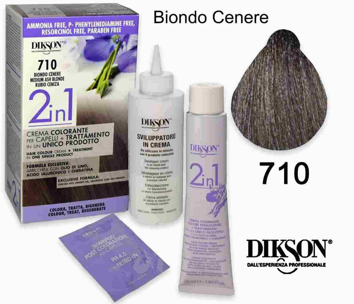 Dikson 2 in 1 crema color 710 biondo cenere