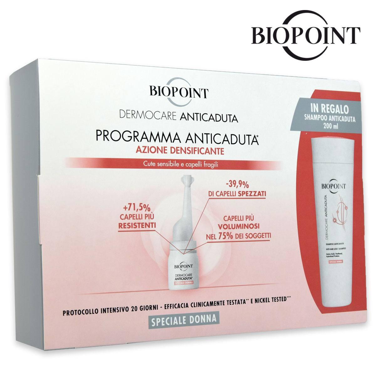 Biopoint kit anticaduta donna 6ml x 20 fiale + shampoo 200 ml