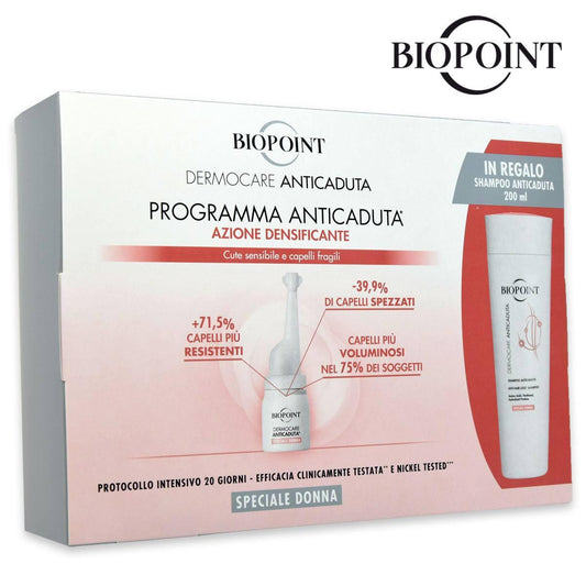 Biopoint kit anticaduta donna 6ml x 20 fiale + shampoo 200 ml