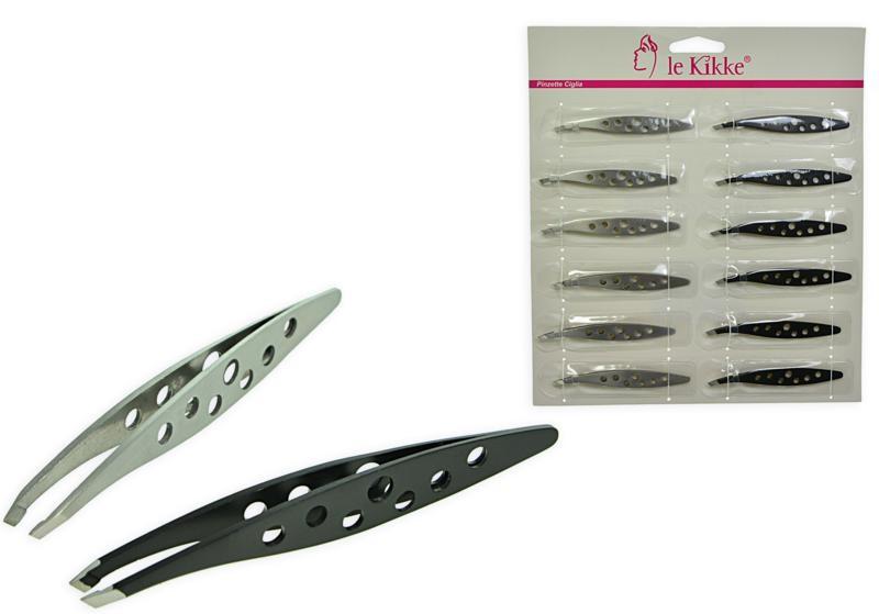 Le kikke pinzette ciglia argento/nera