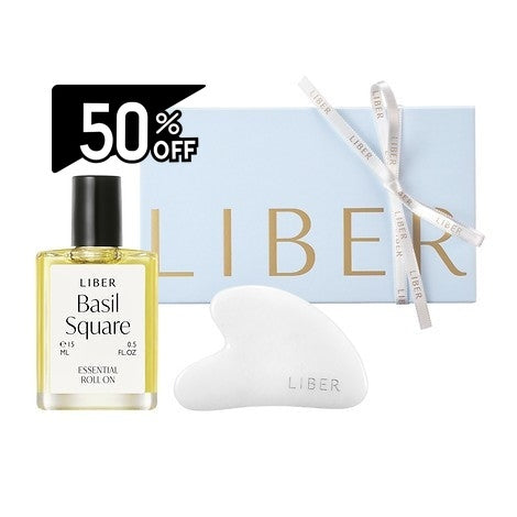 Liber Essential Roll On & Guasha Set 15ml Basil Square | Carsha Black Friday 50% OFF