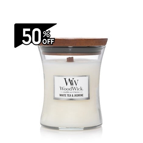 Woodwick Medium Whitetea&jasmin | Carsha Black Friday 50% OFF