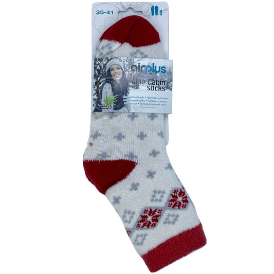 Wholesale AirPlus Aloe Cabin Socks - Calzini Idratanti - Bianco Motivo Grigio/Rosso - Taglia 35-41 | Carsha