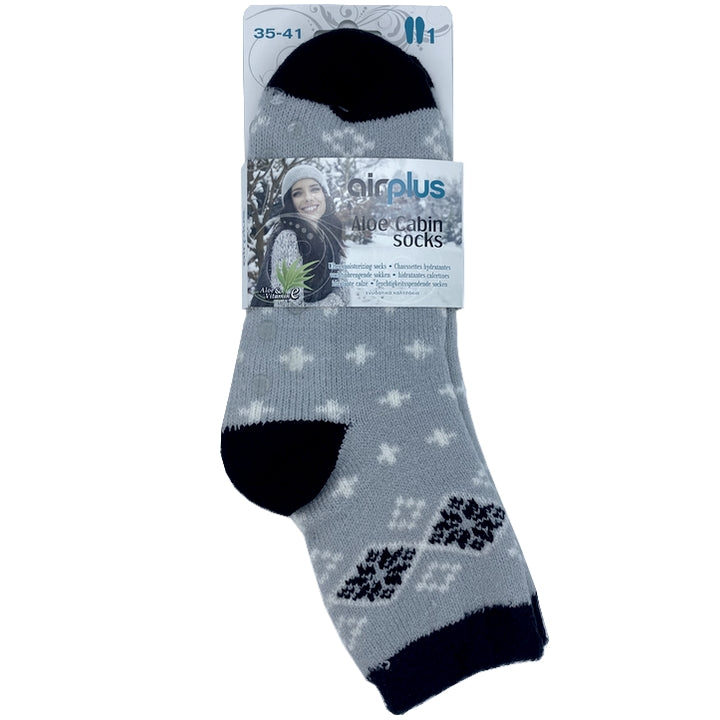 Wholesale AirPlus Aloe Cabin Socks - Calze Idratanti - Grigio Motivo Bianco/Nero - Taglia 35-41 | Carsha