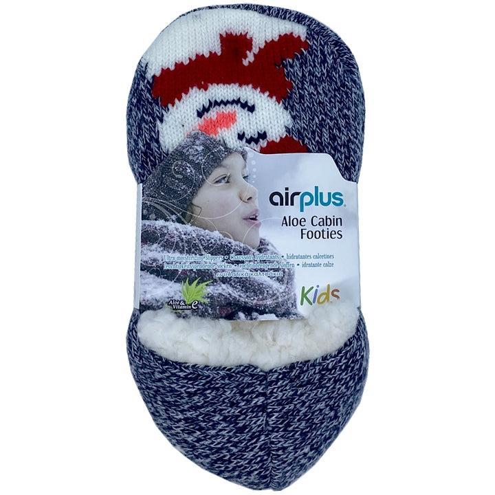 Wholesale AirPlus KIDS - Aloe Cabin Footies - Pantofole Idratanti - Motivo Pupazzo di Neve - Taglia 26-31 | Carsha