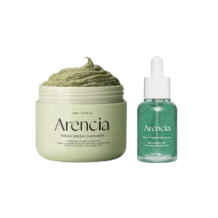 Wholesale Arencia - Fresh Green Rice Mochi Cleanser - 120g & Holy Hyssop Serum 12 - 30ml Set | Carsha
