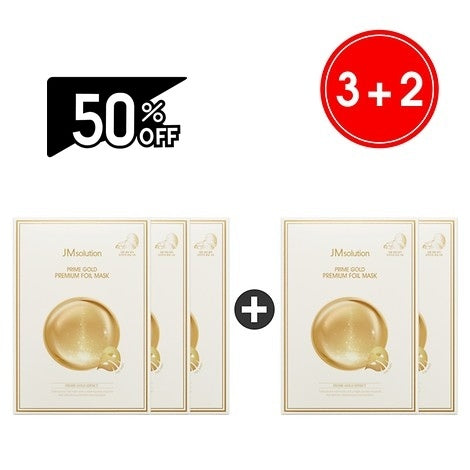 Jm Solution Prime Youth Premium Gold Foil Mask3+2 35ml*50 Sheets | Carsha Black Friday 50% OFF