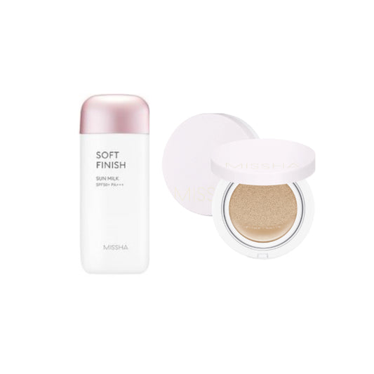 Wholesale MISSHA All-Around Safe Block Soft Finish Sun Milk SPF50+ PA+++ - 70ml 1ea + Magic Cushion Cover Lasting - 15g SPF50+ PA+++ | Carsha