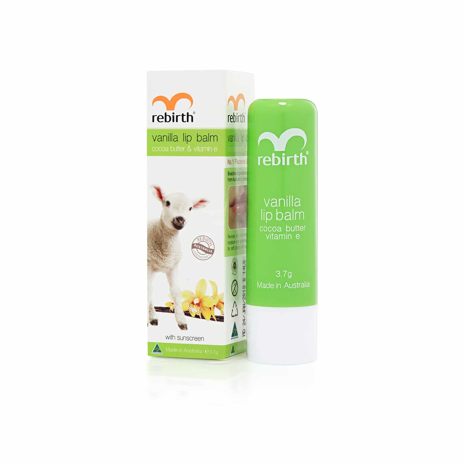 Rebirth vanilla lip balm 4.5g | Carsha Beauty Discounts