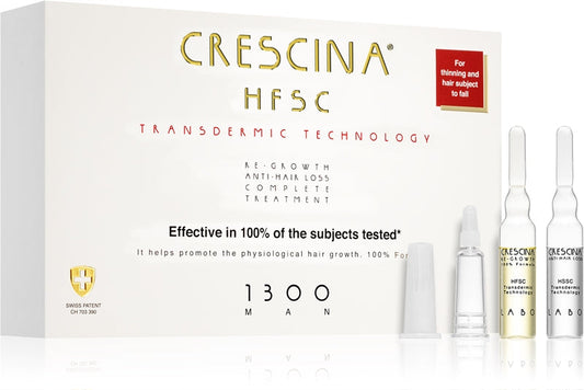 Crescina Crescita dei capelli e cura anti-caduta dei capelli per gli uomini Grado transdermico 1300 (stadio avanzato) 20 x 3,5 ml