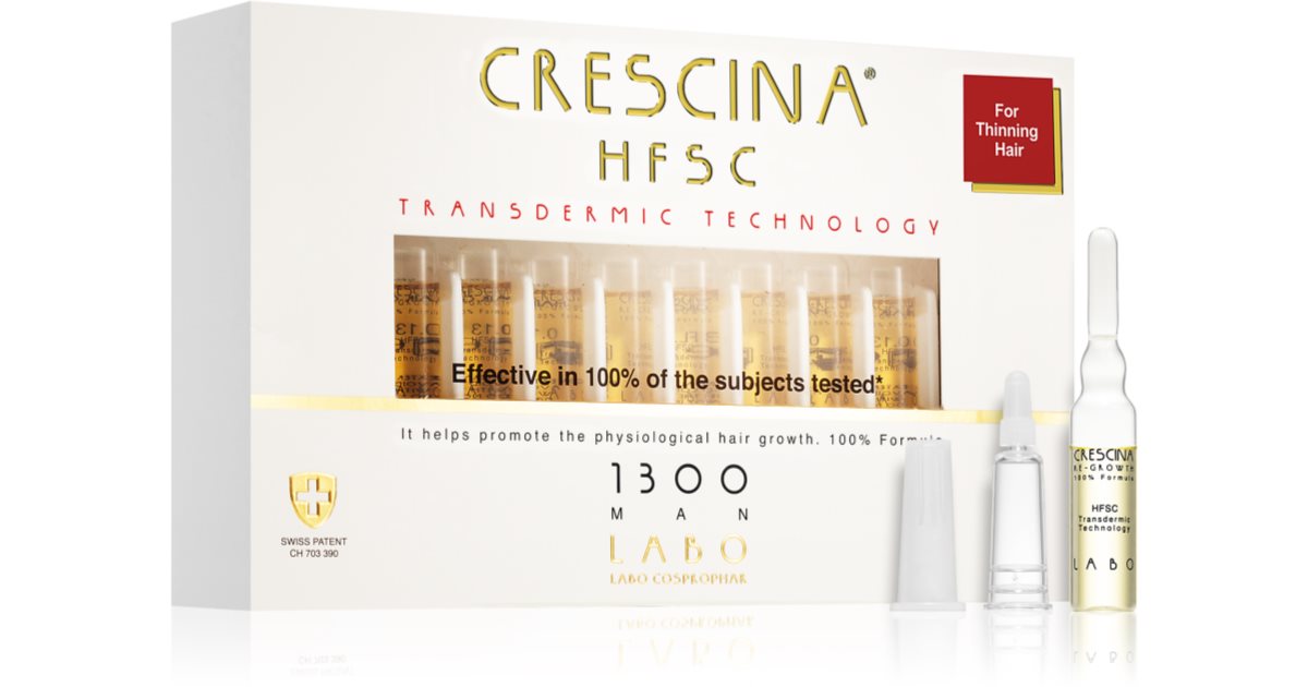 Crescina Supporto per la crescita dei capelli per gli uomini grado transdermico 1300 (stadio avanzato) 20 x 3,5 ml