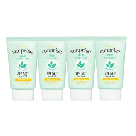 [お得] ETUDE - サンプライズ マイルド ウォータリー ライト 日焼け止め SPF 50+ PA++++ - 50g (4枚) セット