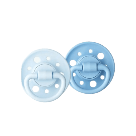 Wholesale Dodie Set di 2 lecca-lecca rotondi gomma naturale 0-6 mesi Blu/ Blu pastello | Carsha